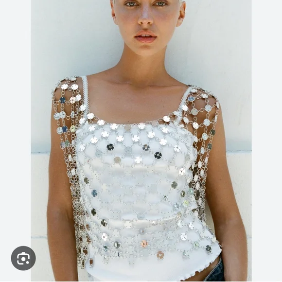 ZARA JEWEL CROP TOP SIZE M - Picture 2 of 10